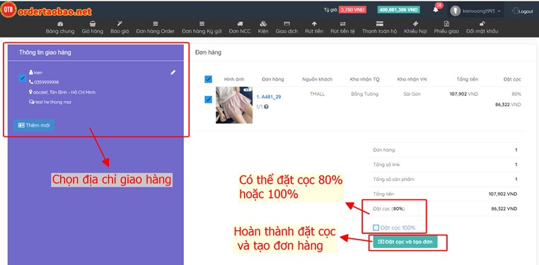 Hướng dẫn đặt cọc order hàng Trung Quốc