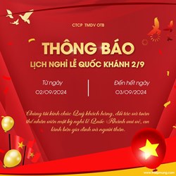 OTB Thông Báo Nghỉ Lễ Quốc Khánh 2/9 OTB Thông Báo Nghỉ Lễ Quốc Khánh 2/9